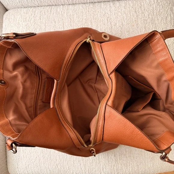 Coach Edie Pebbled Leather Shoulder Bag in Saddle Tan Brown - Picture 10 of 10